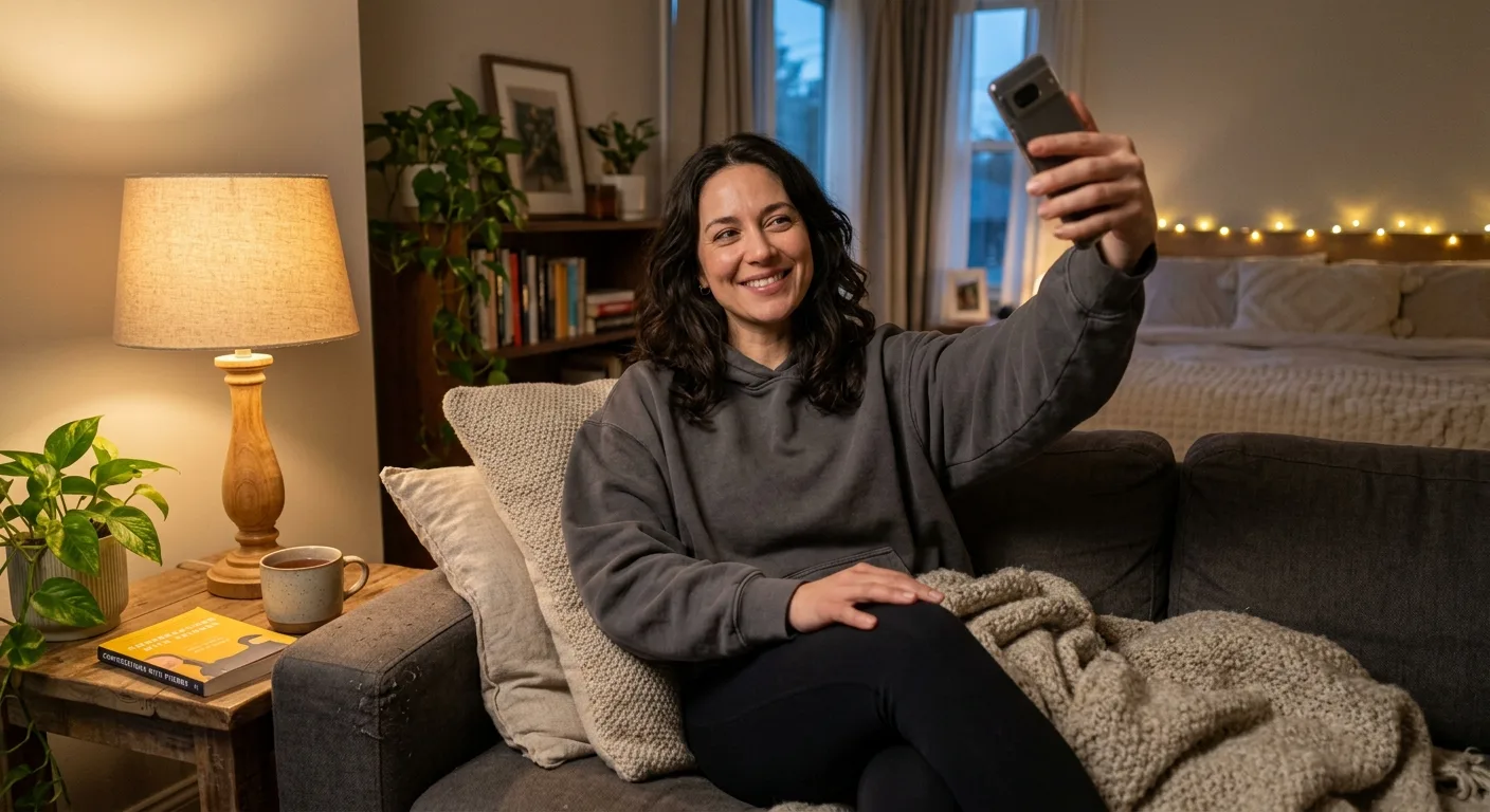Candid At Home Hoodie Outfit Selfie