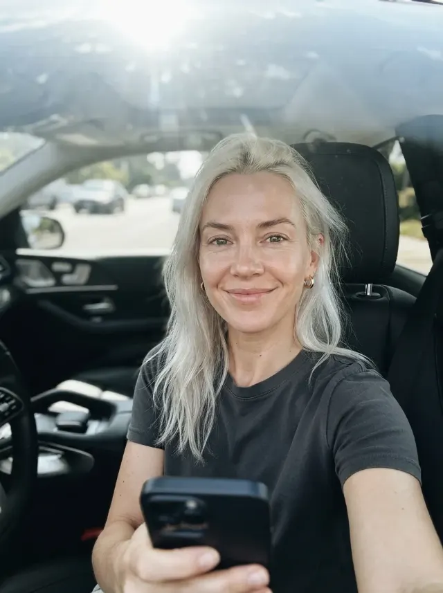 Candid Car Selfie With Windshield Sunlight