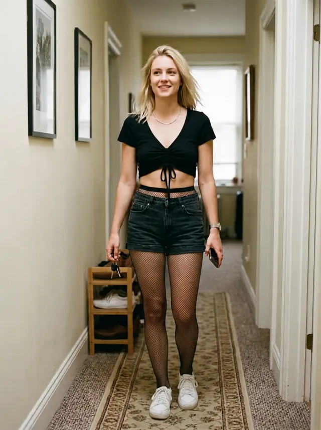 Candid Fishnet Fashion Portrait