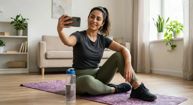 Candid Home Yoga Selfie