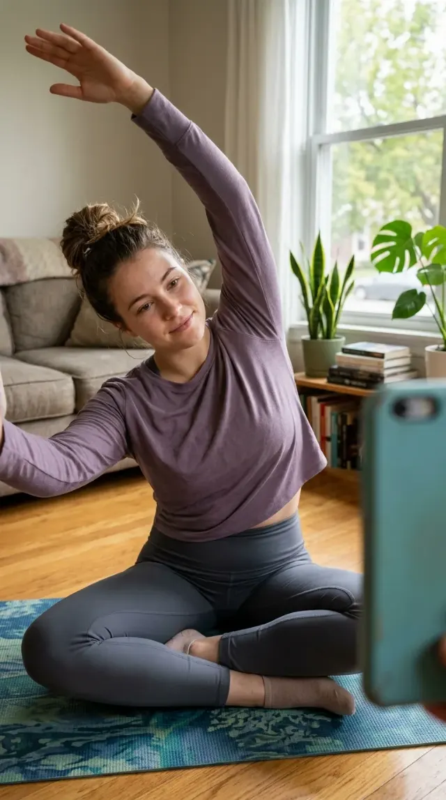 Candid Mid Stretch Yoga Selfie