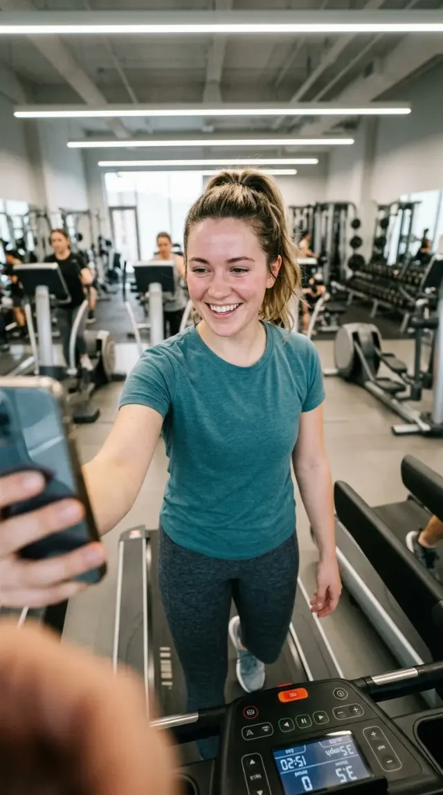 Candid Treadmill Workout Selfie