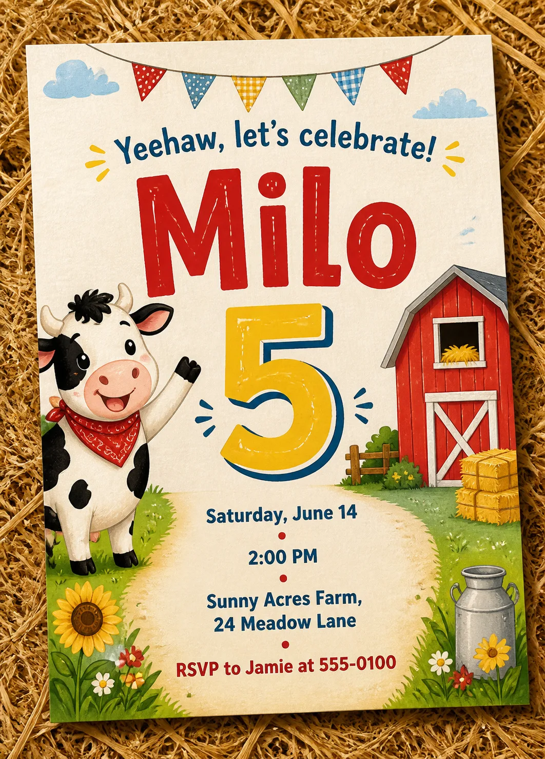 Cartoon Farm Animal Birthday Invitation
