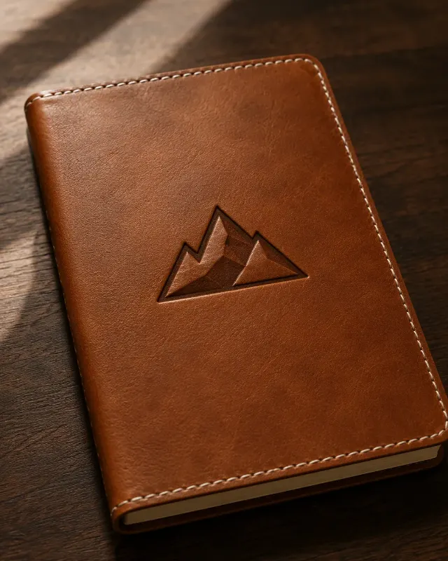 Carved Leather Notebook Logo Mockup