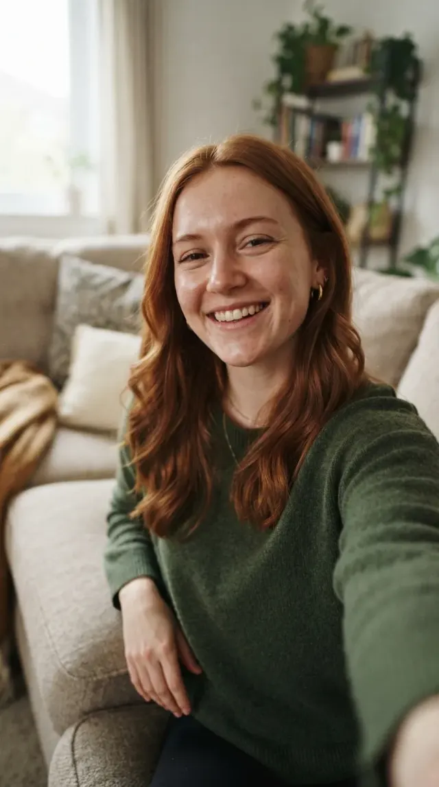 Casual Couch Selfie With Front Camera Blur
