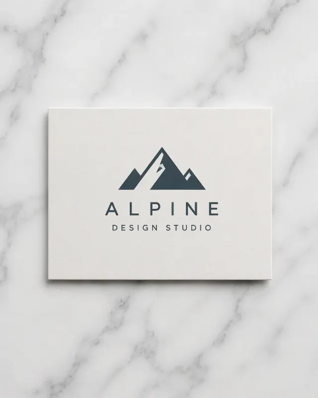 Centered Logo Business Card On Marble