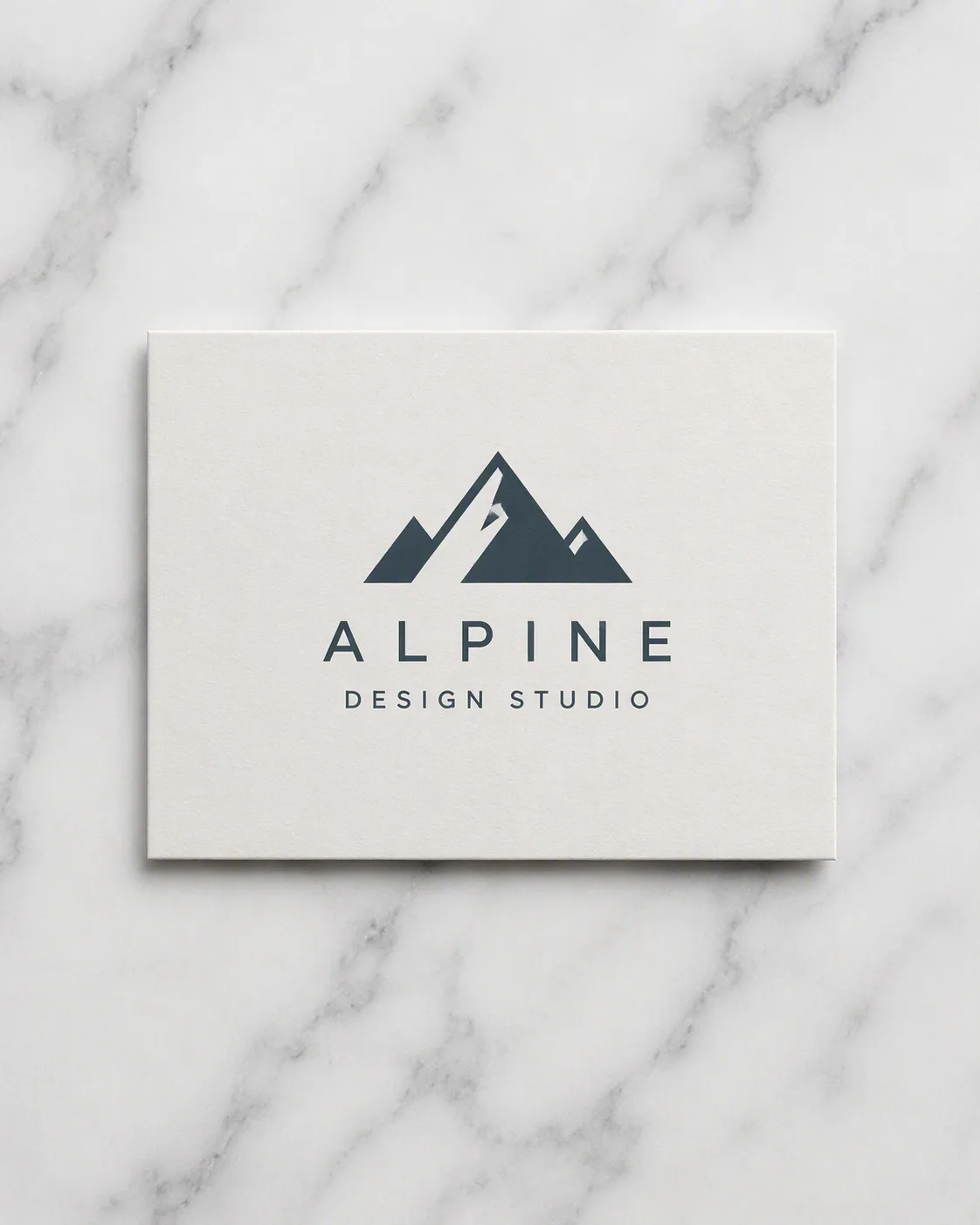 Centered Logo Business Card On Marble