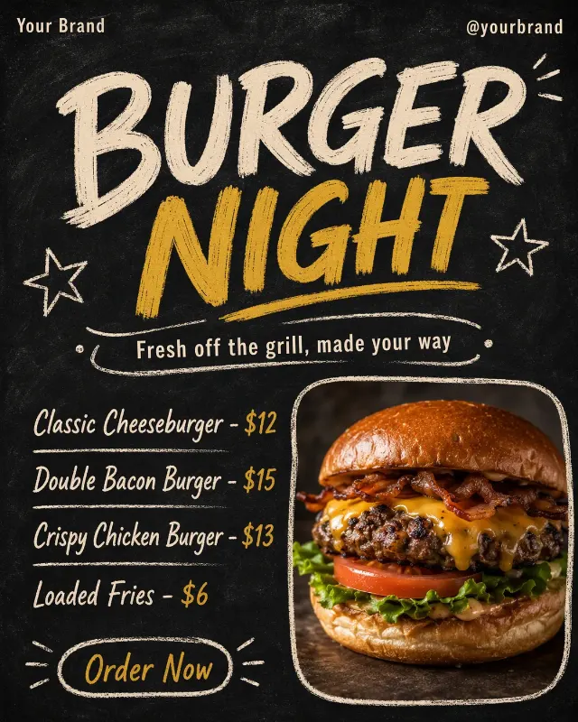 Chalkboard Burger Menu Instagram Post