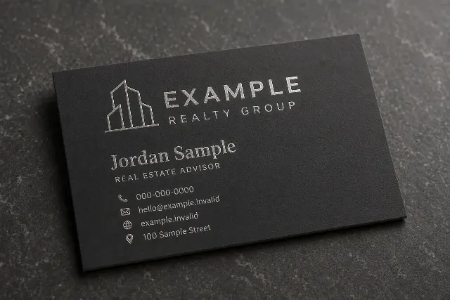 Charcoal Silver Foil Real Estate Card