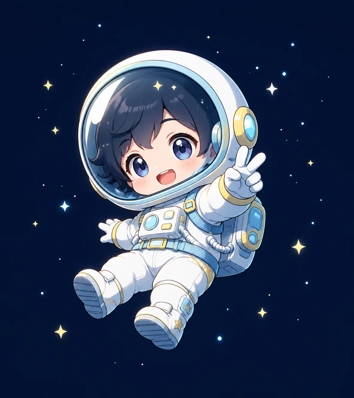 Chibi Anime Astronaut Character Illustration