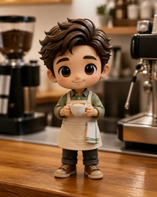 Chibi Barista Coffee Counter Figurine