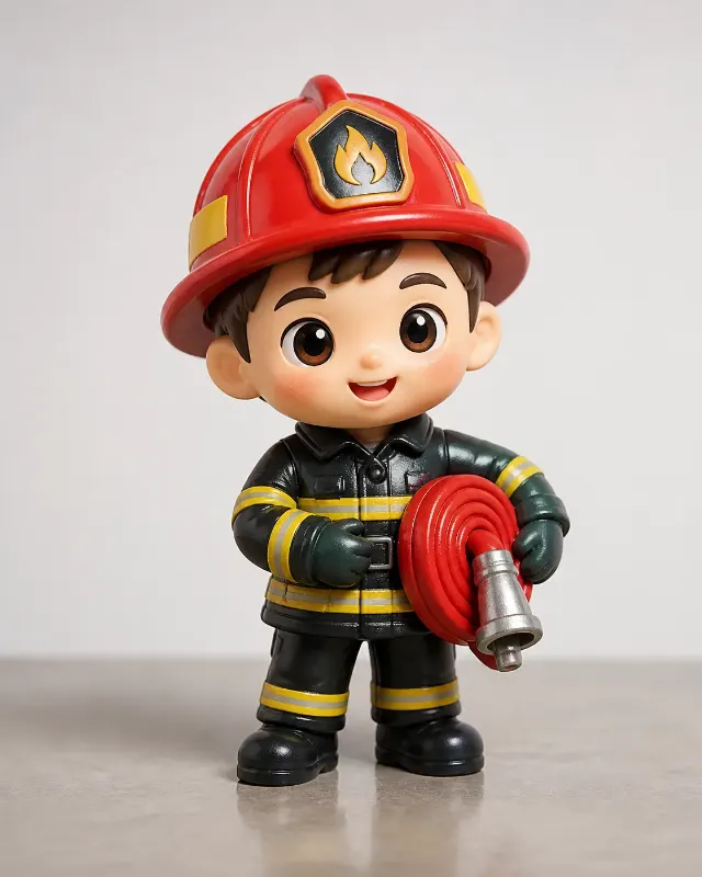 Chibi Firefighter Figurine Product Photo