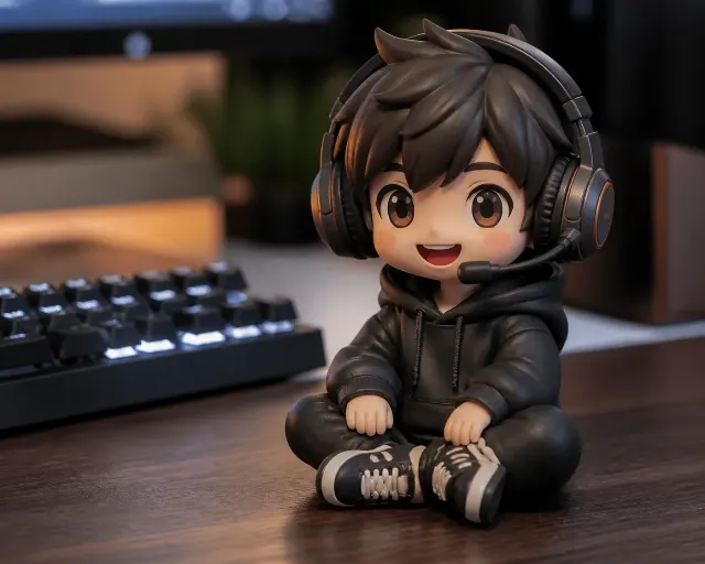 Chibi Gamer Desk Figurine Product Photo