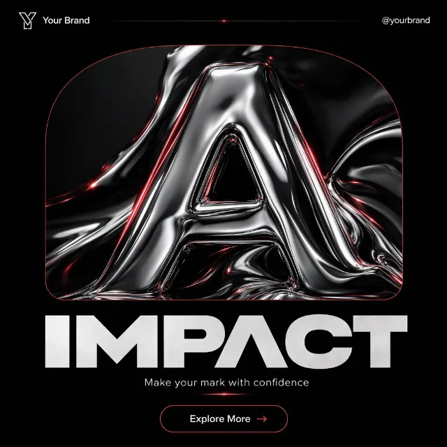 Chrome Liquid Metal Instagram Branding Post