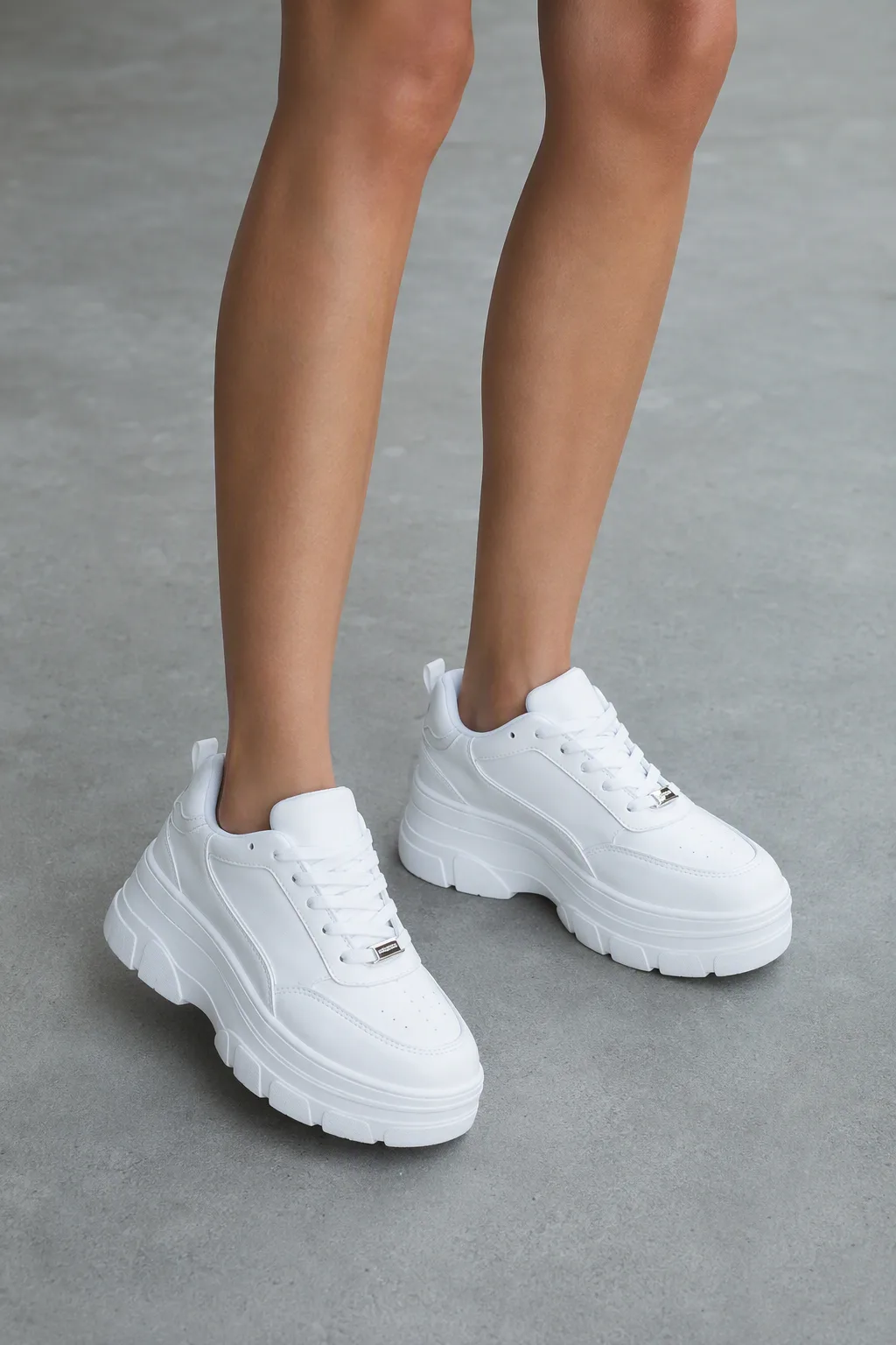 Chunky White Platform Sneaker Model Photo