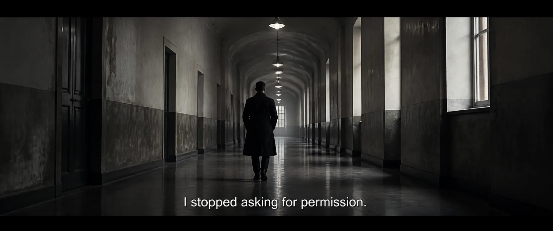 Cinematic Corridor Quote Film Still