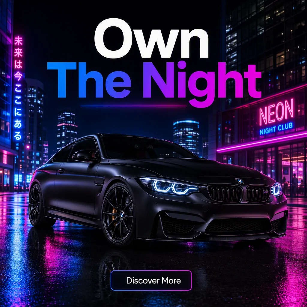 Cinematic Neon Sports Car Ad Post