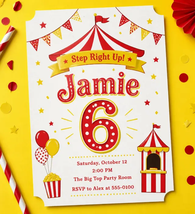 Circus Carnival Kids Birthday Invitation