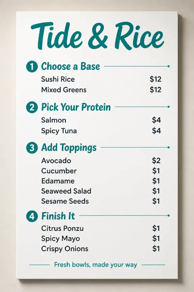 Clean Teal Poke Bowl Menu Board