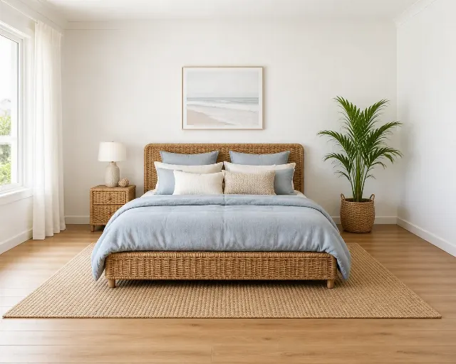 Coastal Bedroom Virtual Staging Photo