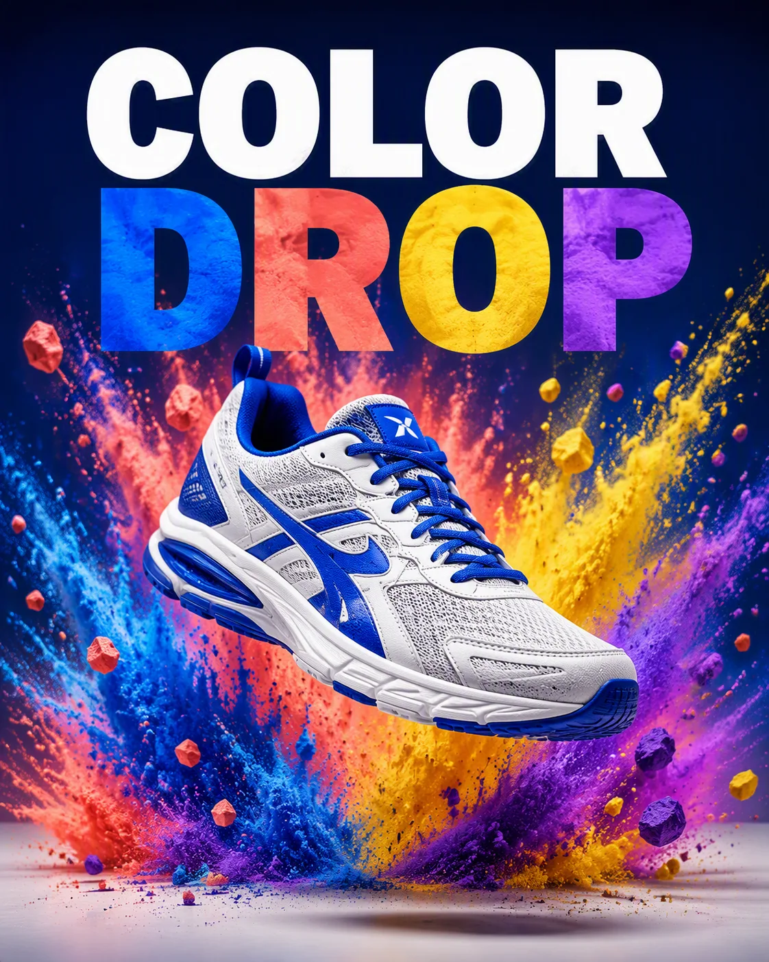 Colorful Powder Splash Sneaker Ad