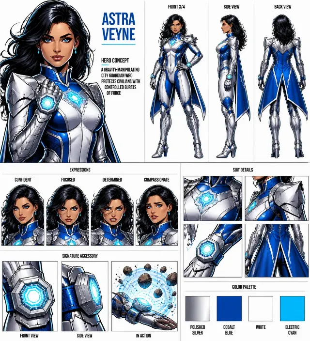 Comic Book Superhero Character Reference Sheet