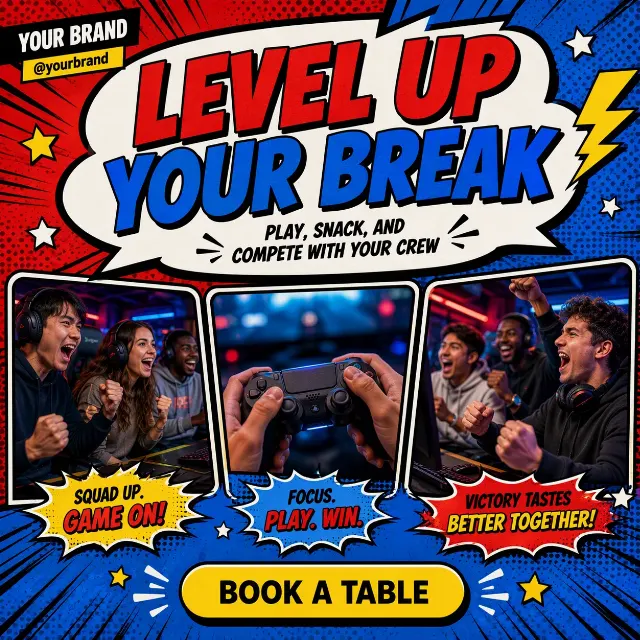 Comic Gaming Cafe Instagram Post