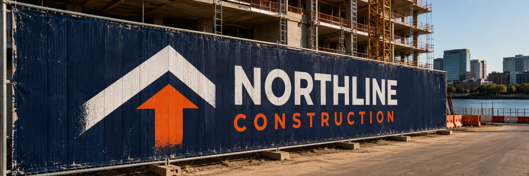 Construction Site Fence Logo Mockup
