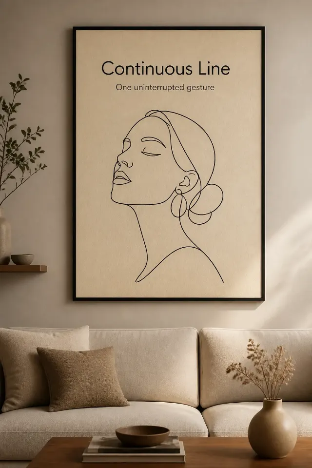 Continuous Line Face Framed Poster