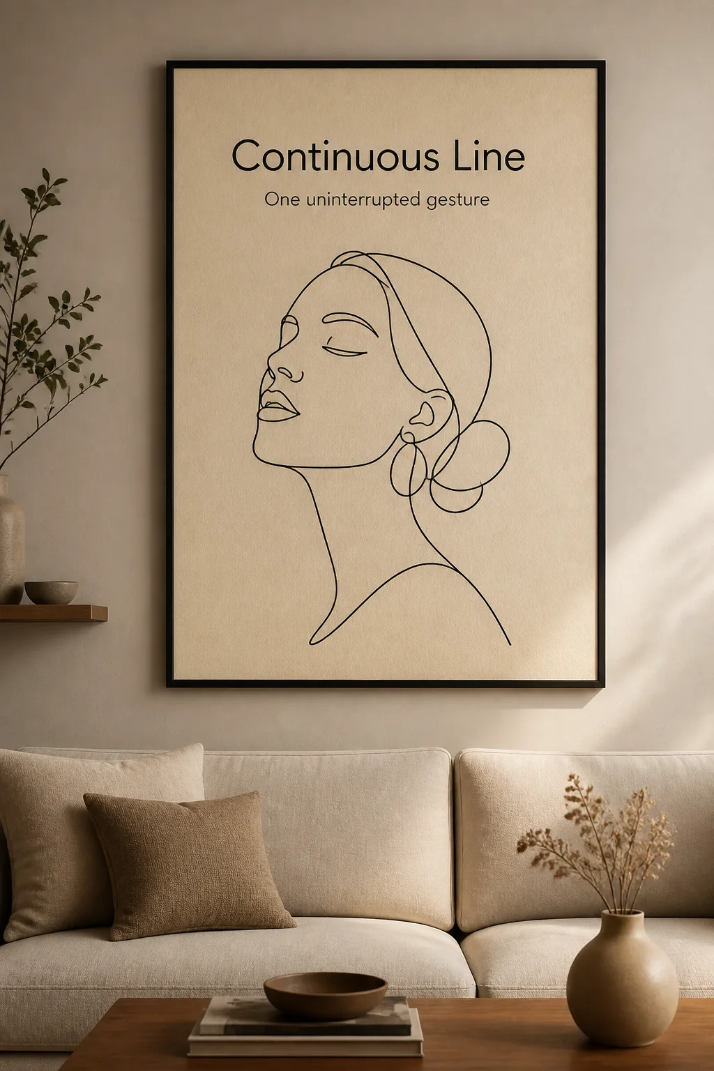 Continuous Line Face Framed Poster
