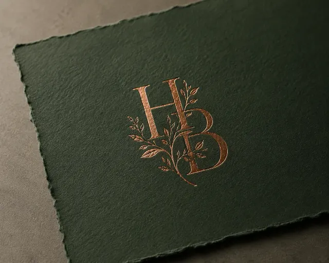 Copper Foil Logo On Dark Green Paper