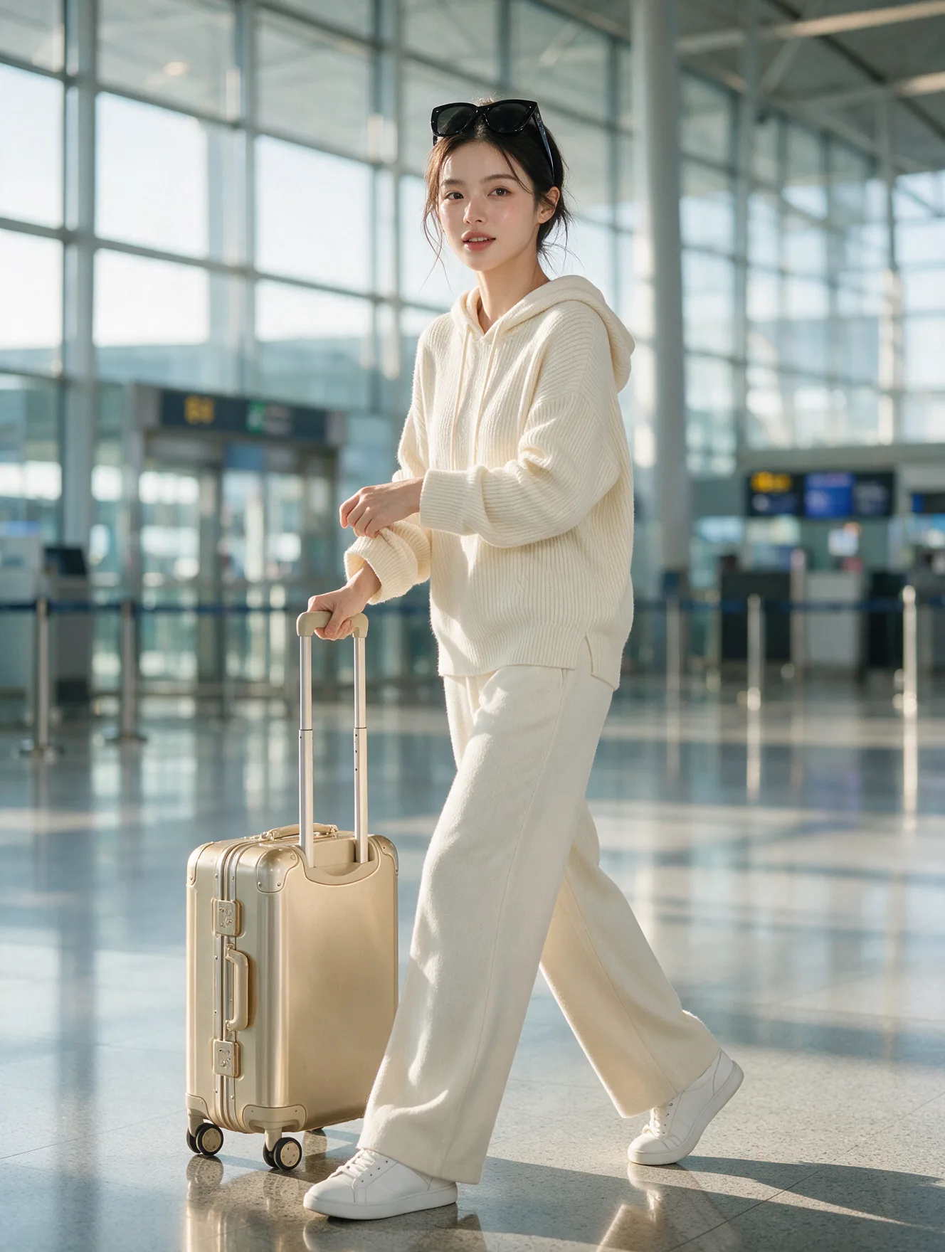 Cozy Airport Candid Travel Portrait