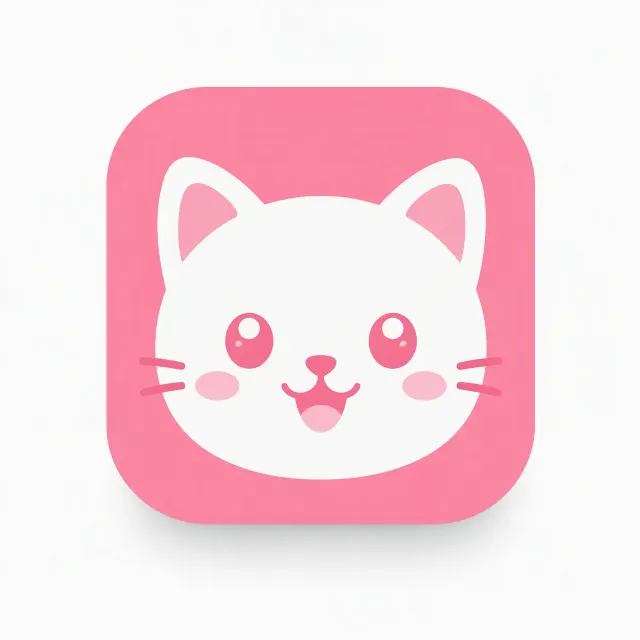 Cute Cat Face Mascot Mobile App Icon