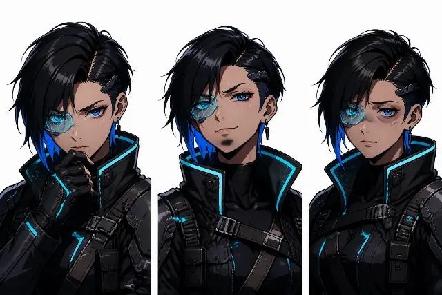 Cyberpunk Bounty Hunter Anime Character Sheet