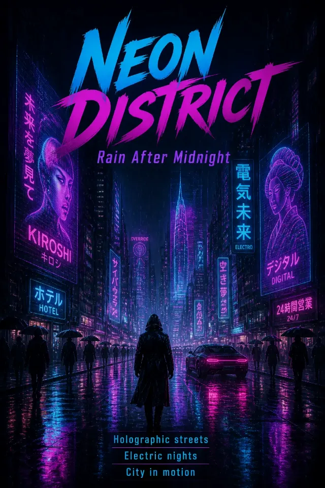 Cyberpunk Neon City Poster Design