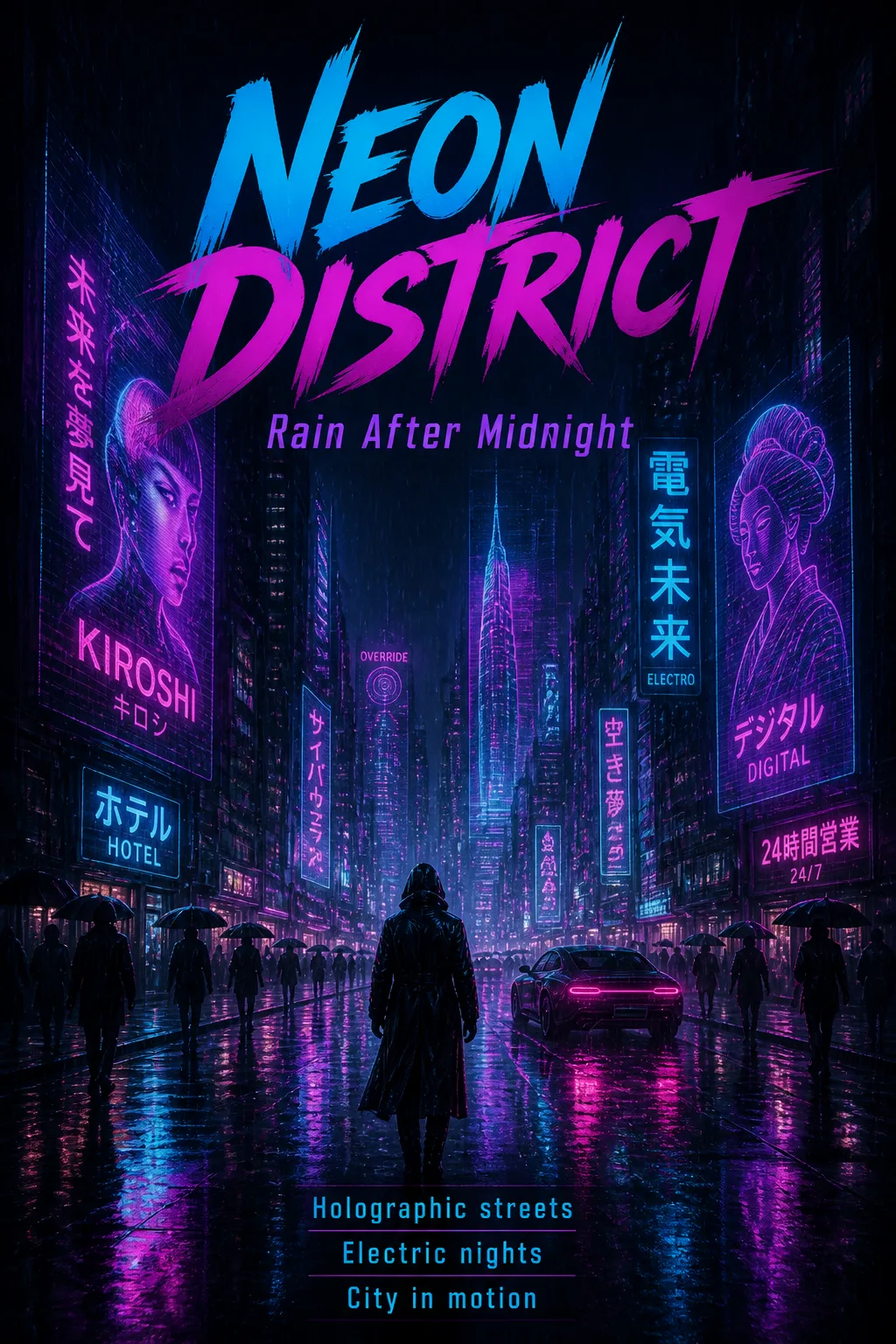 Cyberpunk Neon City Poster Design