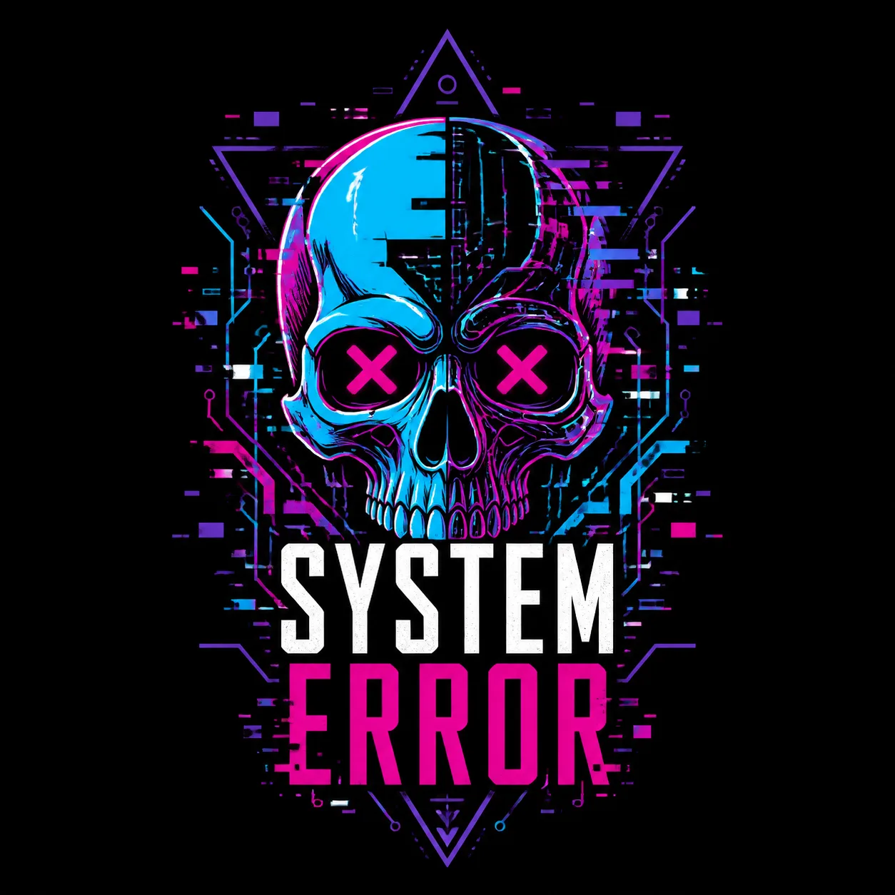 Cyberpunk Neon Skull T-Shirt Graphic