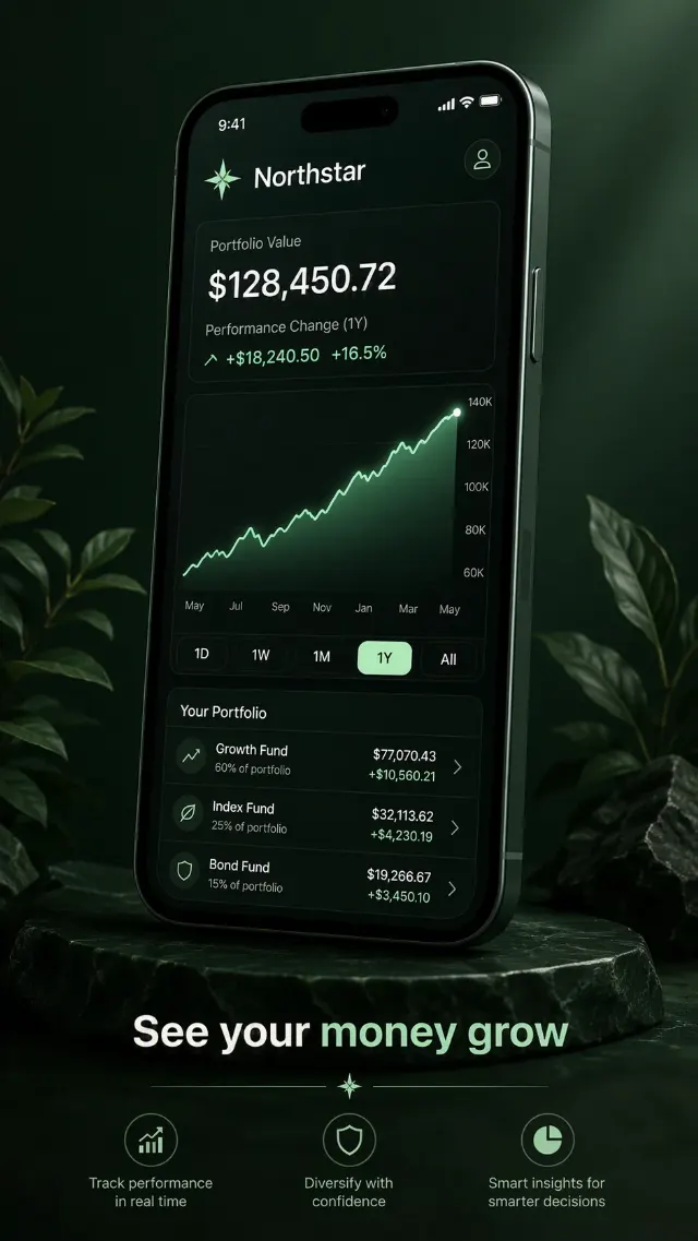 Dark Green Investment App Screenshot