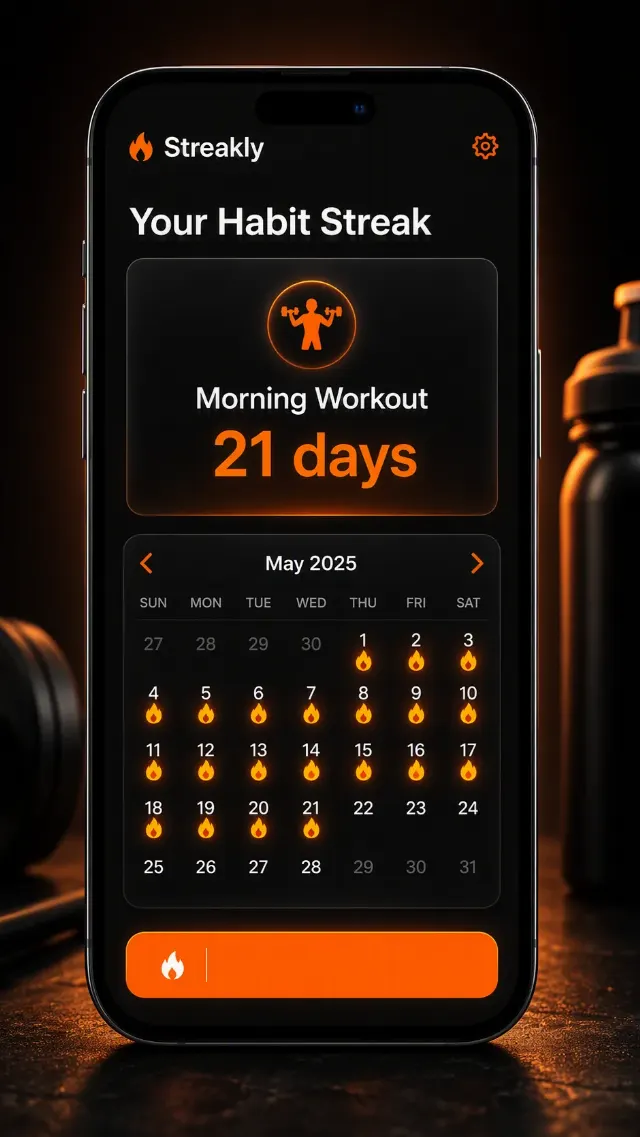 Dark Habit Tracker App Screenshot Mockup