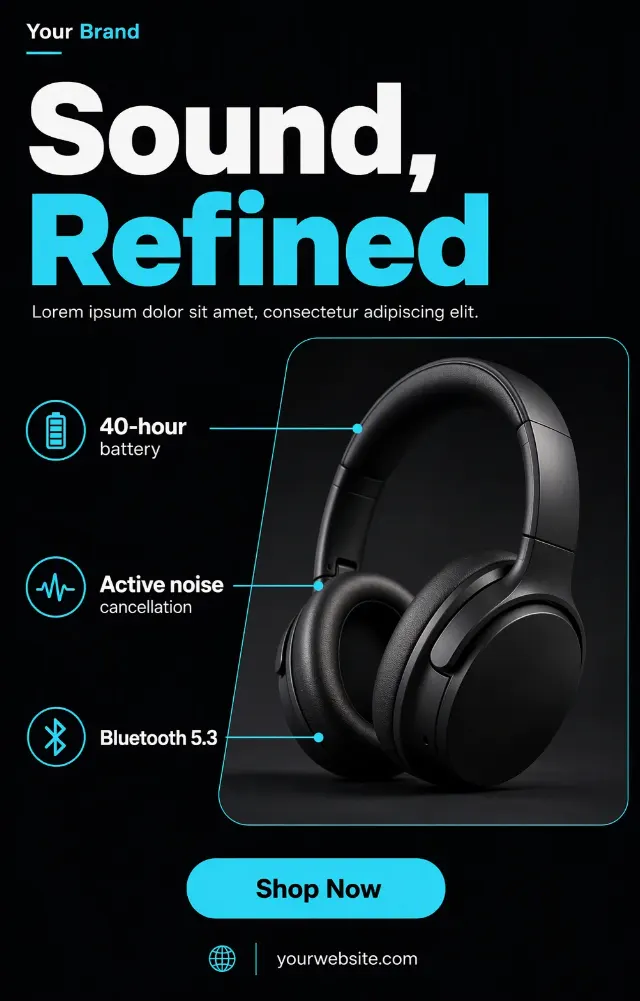 Dark Headphones Product Spec Instagram Post