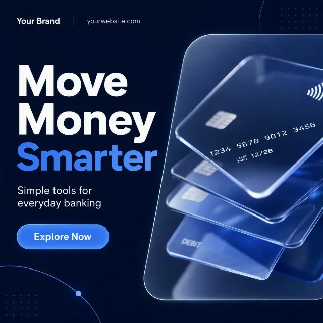 Dark Navy Banking App Instagram Post
