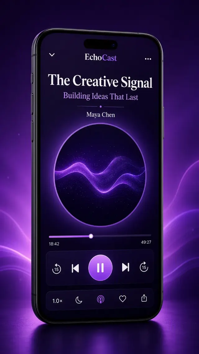 Dark Purple Podcast Player App Screenshot