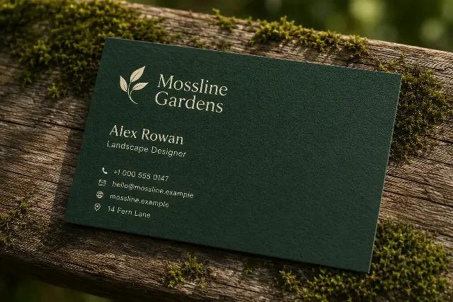 Deep Green Landscaper Business Card