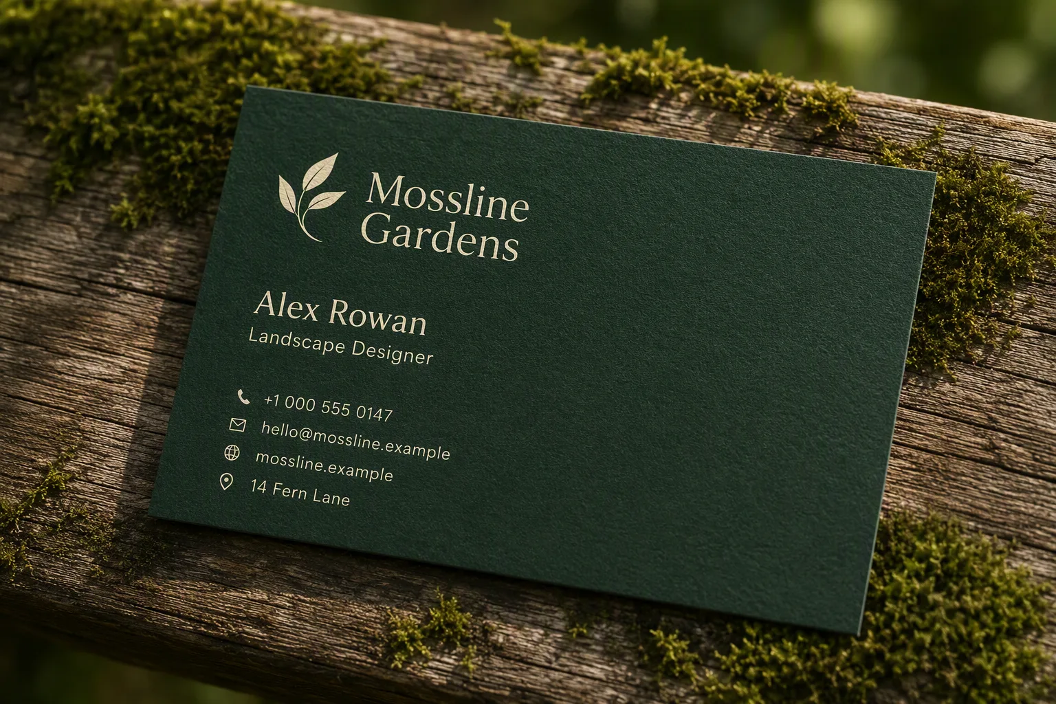 Deep Green Landscaper Business Card