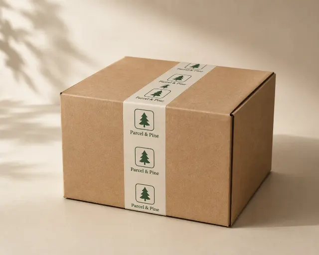 Delivery Box Sealing Tape Logo Mockup