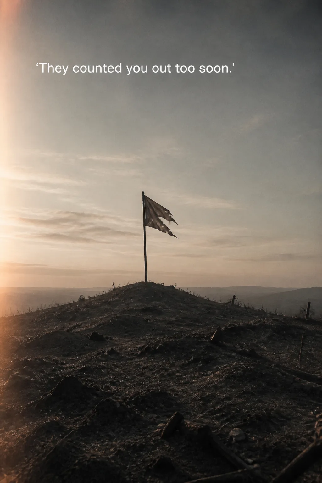 Desaturated Battlefield Motivational Quote