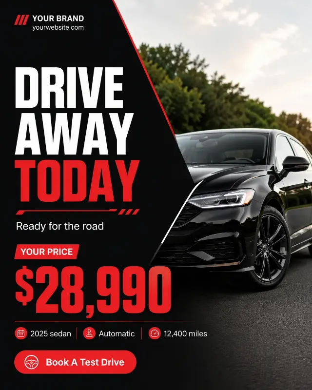 Diagonal Car Dealership Price Post