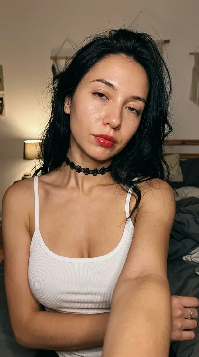 Dim Bedroom Close Phone Selfie