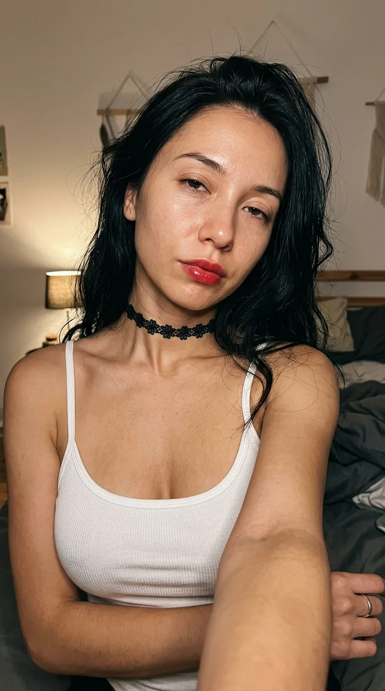 Dim Bedroom Close Phone Selfie