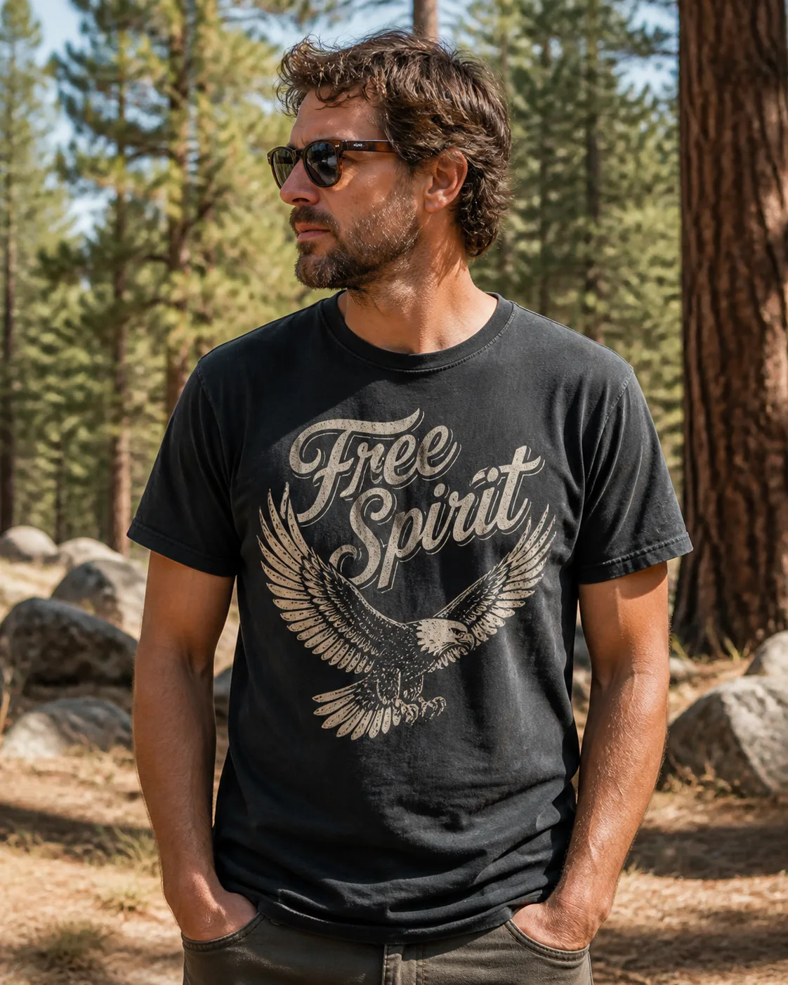 Distressed Eagle Vintage T-Shirt Mockup